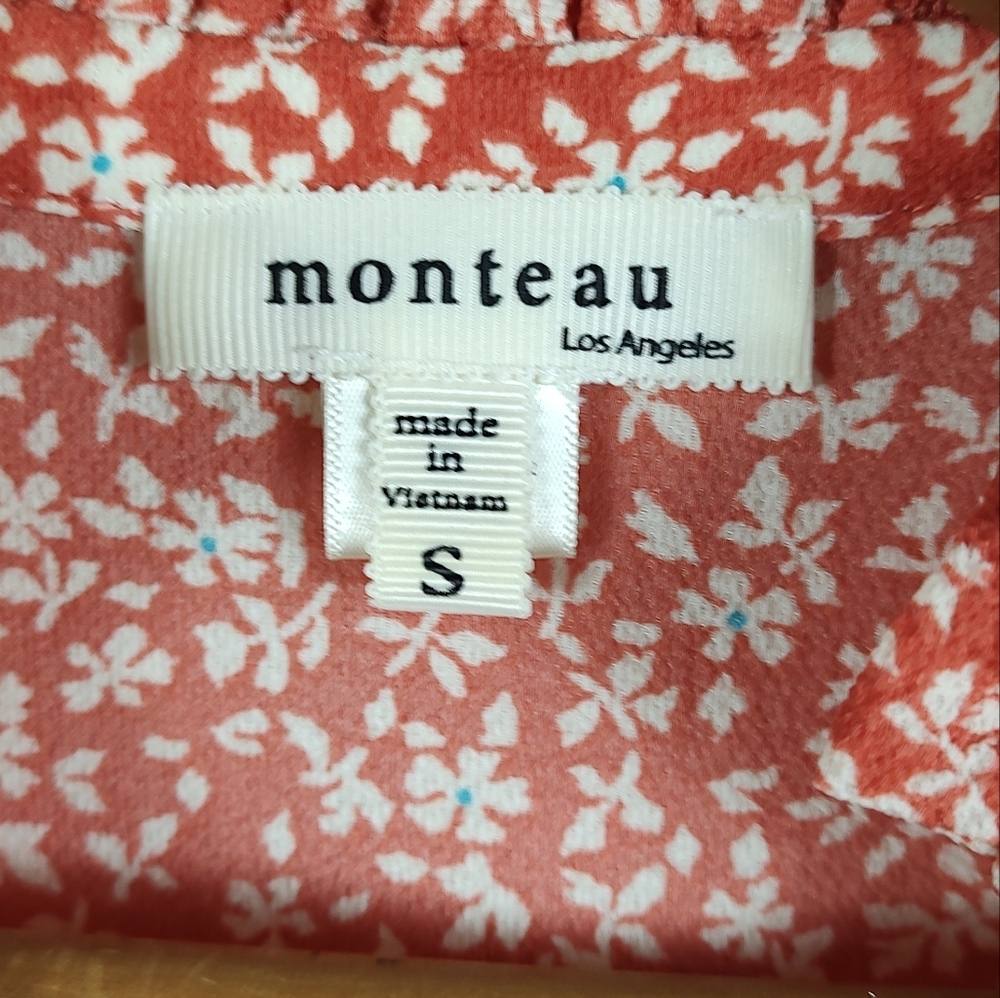 Monteau Orange Floral Print Blouse - Picture 5 of 10